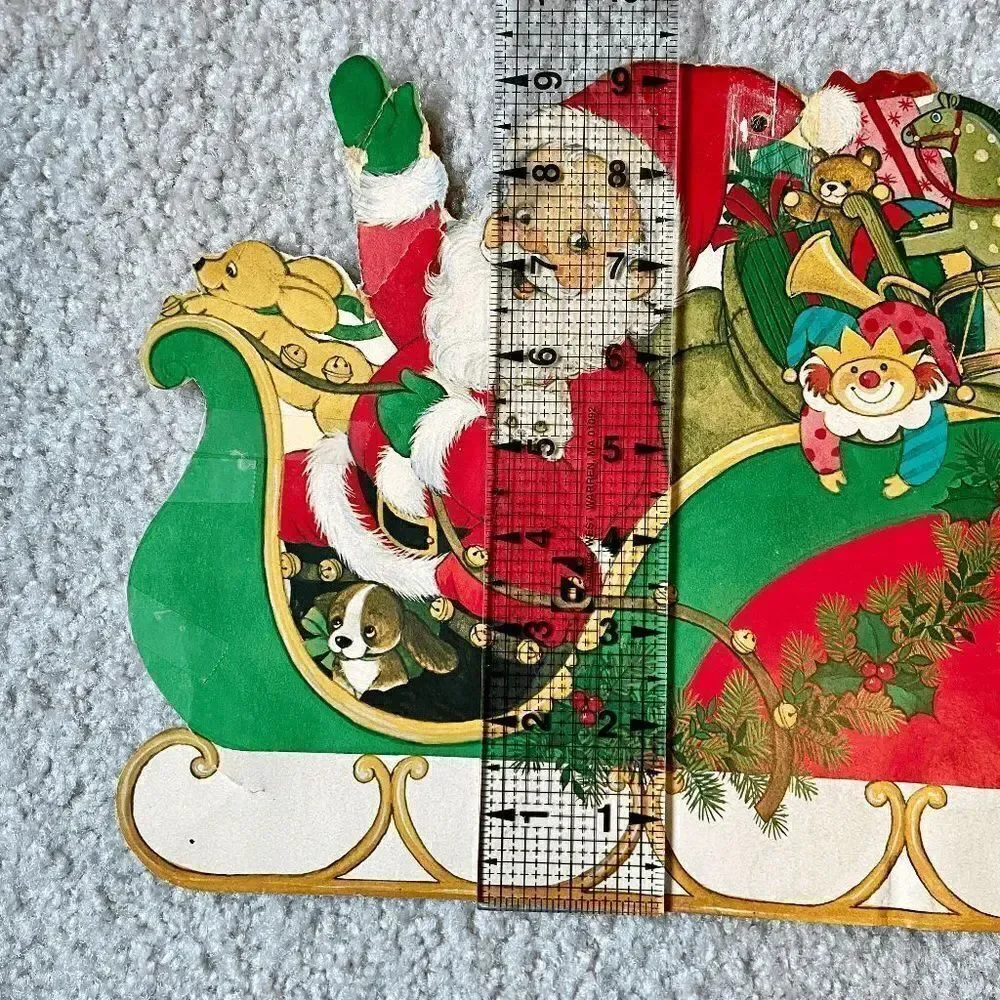 Set of 4 Holiday Christmas Diecuts by Eureka U.S.A. Candy cane Santa/Sleigh Caro